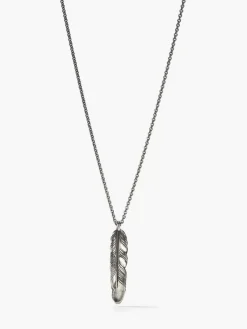 SILVER FEATHER NECKLACE-John Varvatos New